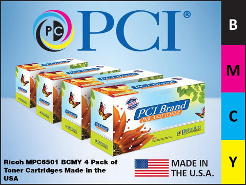 PCI Brand Ricoh MPC65014PK 4 Pack B,M,C,Y Toner Cartridges