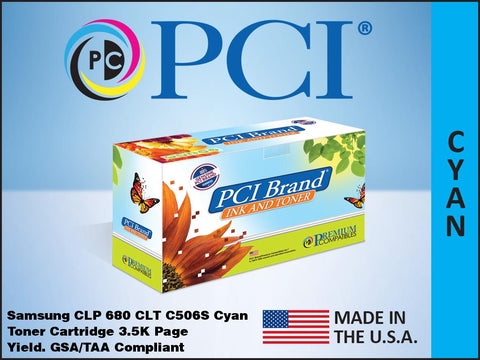 PCI Brand Samsung CLT-C506S Cyan Toner Cartridge 6K Yield