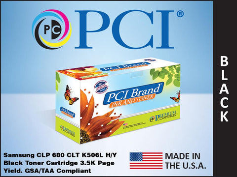 PCI Brand Samsung CLT-K506L Black Toner Cartridge 6K Yield