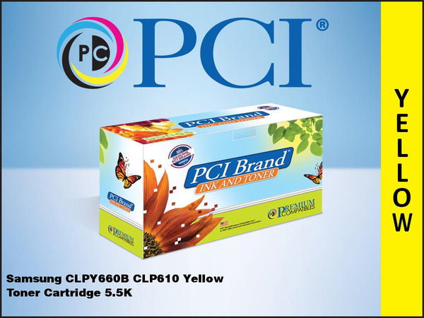 PCI Brand Samsung CLP-Y660B Yellow Toner Cartridge 5.5K Yield