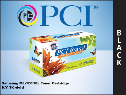 PCI Brand Samsung MLT-D116L Black Toner Cartridge 3K Yield