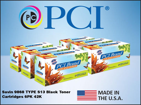 PCI Brand Savin 9868 6 Pack Black Toner Cartridges 42K Yield