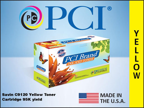 PCI Brand Savin C9120Y Yellow Toner Cartridge 9.5K Yield