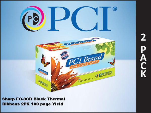 PCI Brand Sharp FO3C 2 Pack Black Ribbons 100 Page Yield