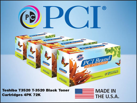 PCI Brand Toshiba T-3520 T3520 4 Pack Black Toner Cartridges 72K Yield