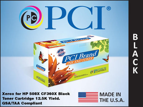 PCI Brand Xerox HP CF360X 508X Black Toner Cartridge Made in the USA