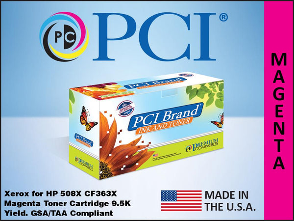 PCI Brand Xerox HP CF363X 508X Magenta Toner Cartridge  Made in the USA